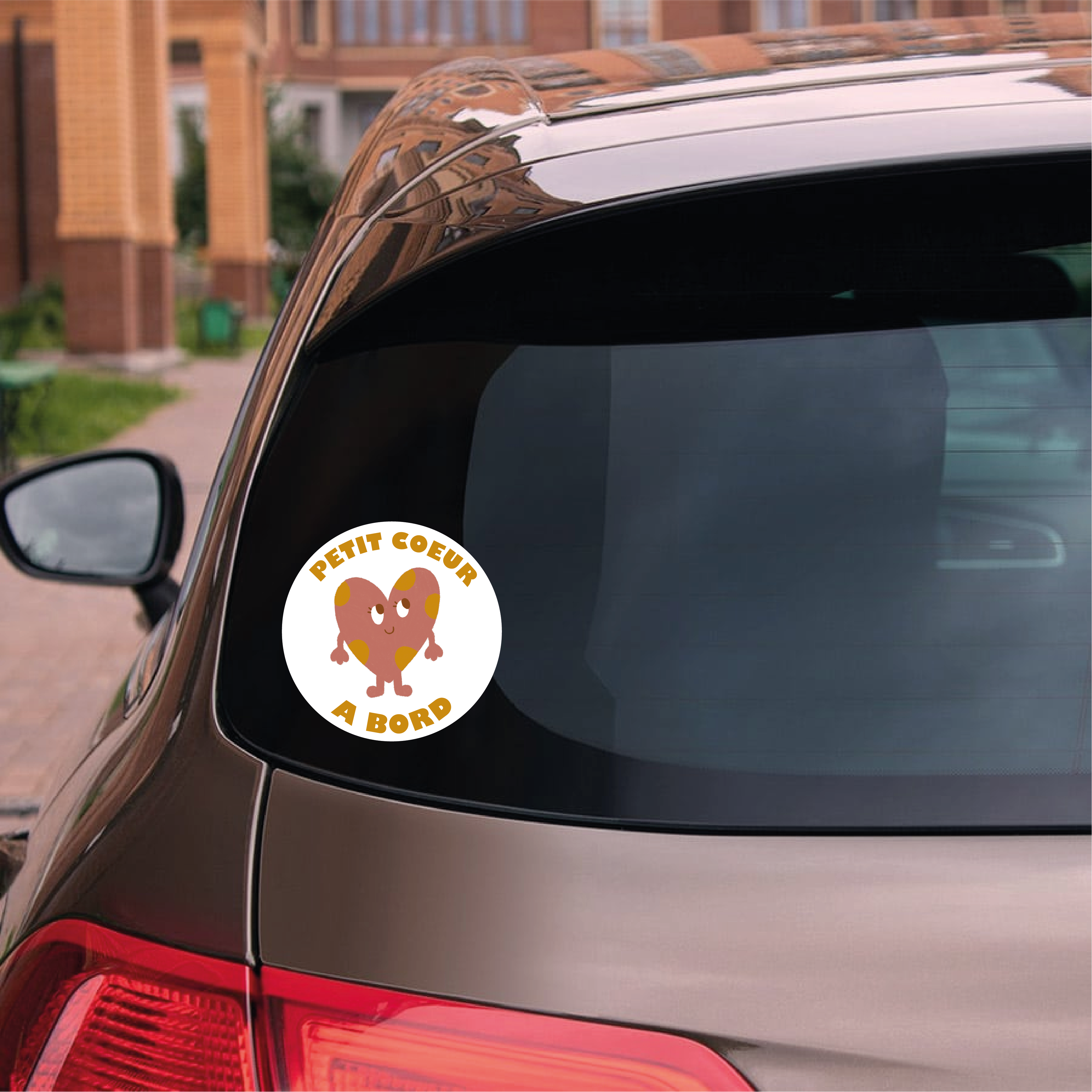 Autocollant voiture - Petit coeur à bord