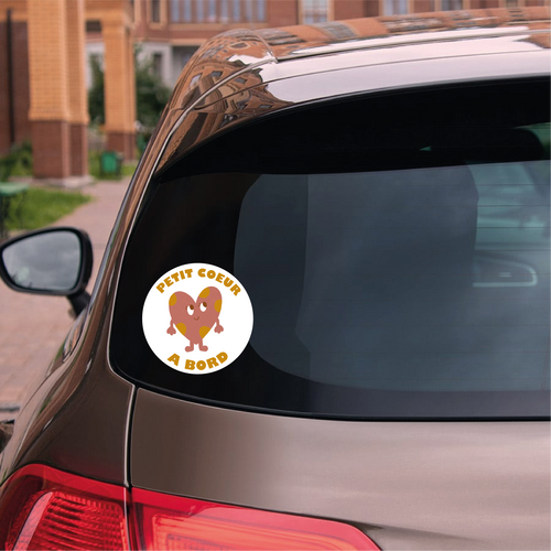 Autocollant voiture - Petit coeur à bord